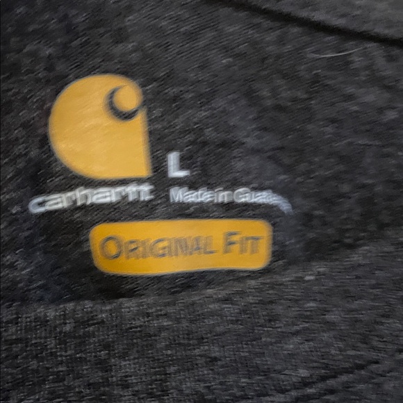 Carhartt Men's Charcoal Long Sleeve Tee with Orange/Red Logo large EUC - Picture 3 of 4